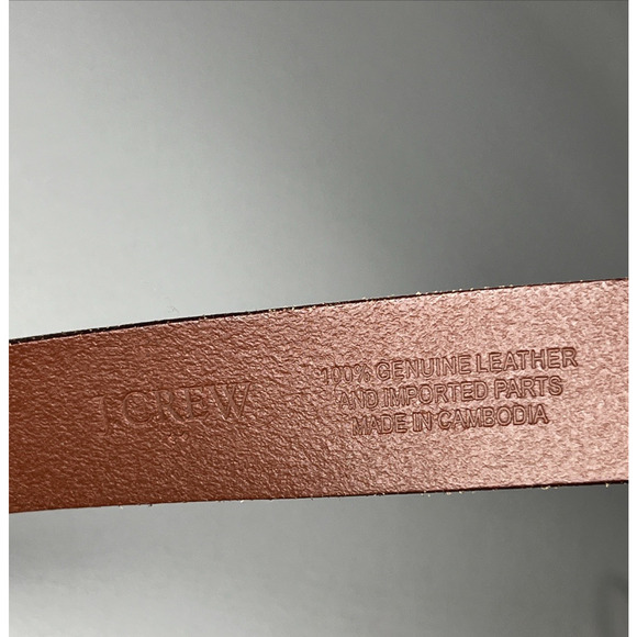 J Crew Oval Buckle Leather Belt Womens M/L Brown Gold Tone Buckle - Picture 5 of 8